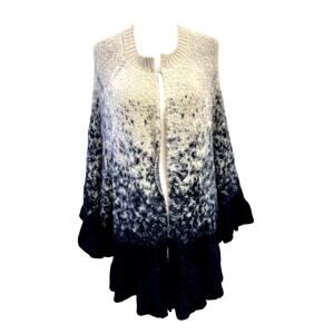 Anthropologie Calligraphie Boho Open Cardigan Bell Sleeve Poncho Cape Sweater M